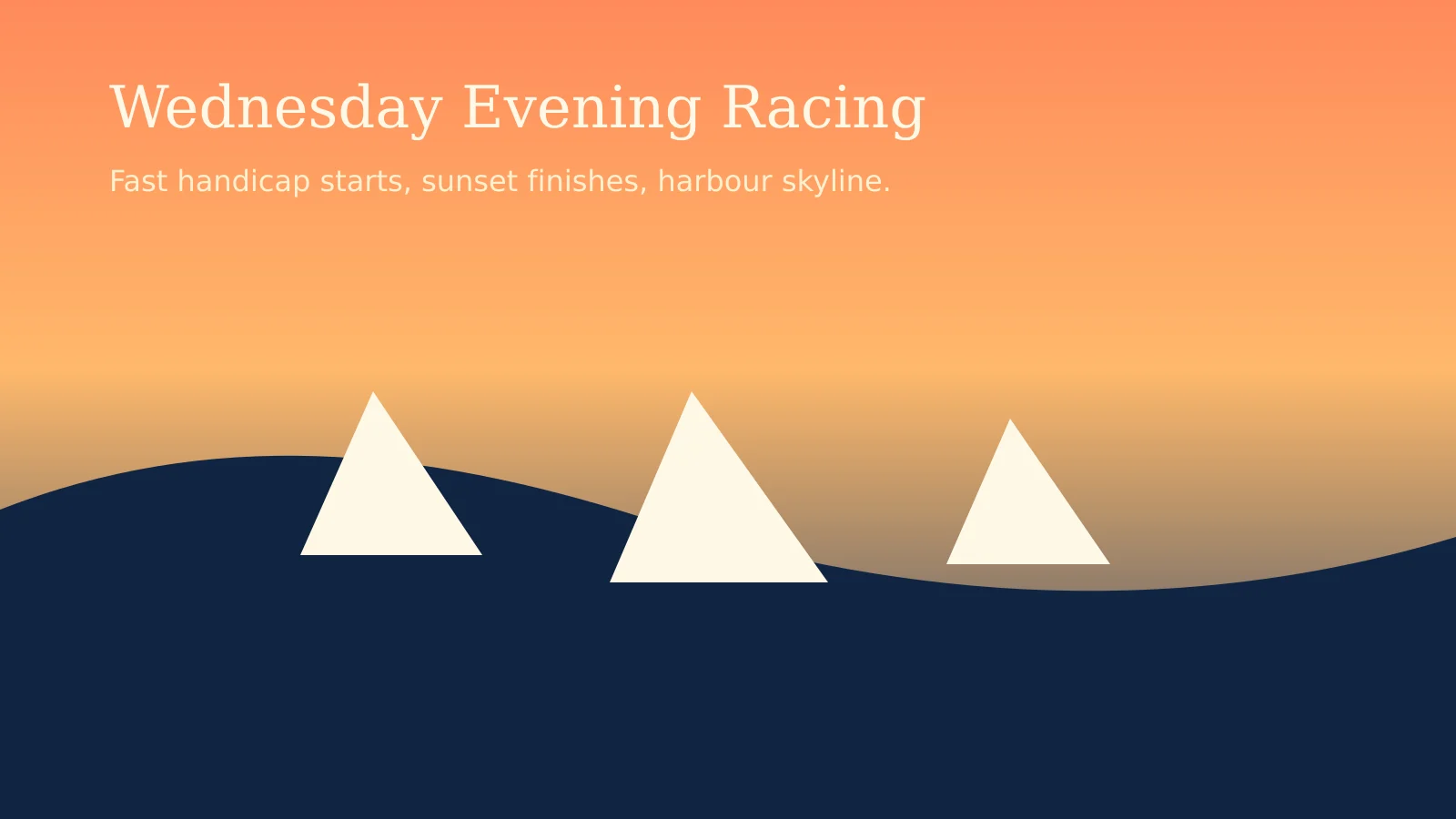 Dinghies racing into a sunset finish